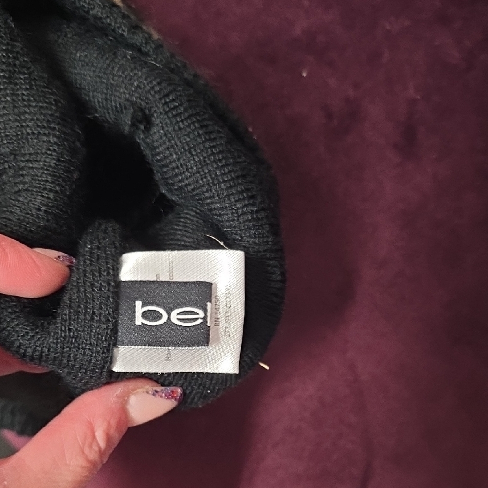 bebe Black and Gold Knit Beanie - Picture 3 of 6